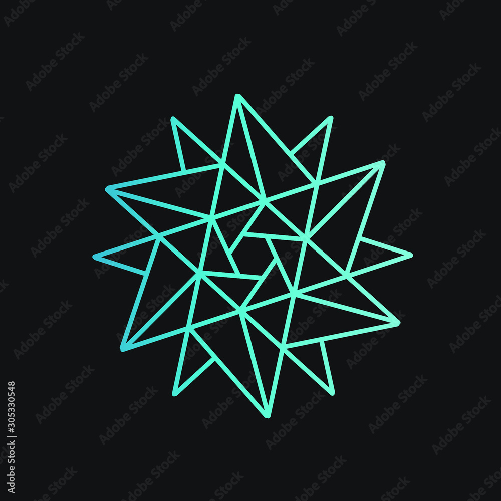 the snow mandala flower diamond logo design with black background