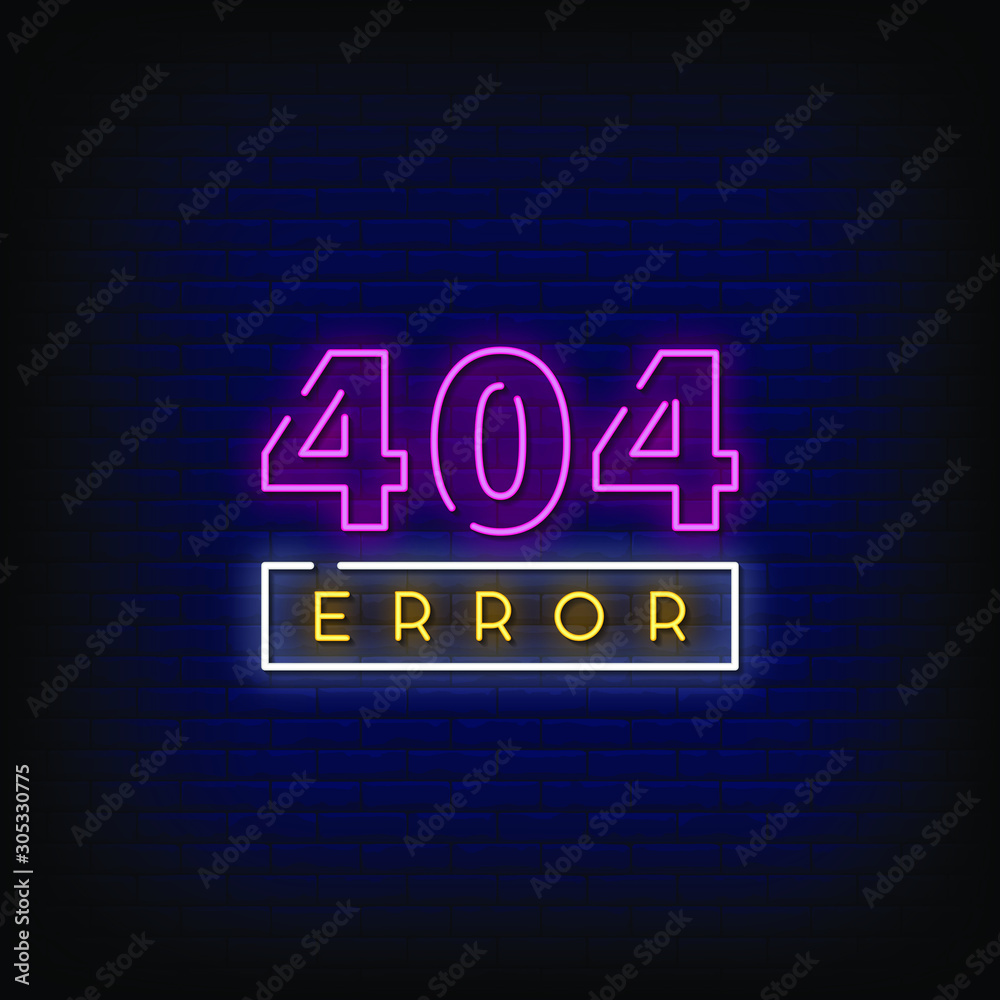 404 error Neon Signs Style Text Vector 404 error Neon Signs Style Text Vector
