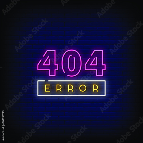 404 error Neon Signs Style Text Vector