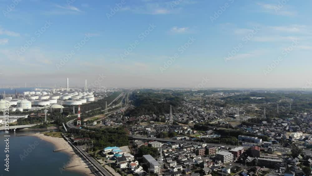 中京工業地帯　愛知県知多市新舞子　ドローン空撮　日本
