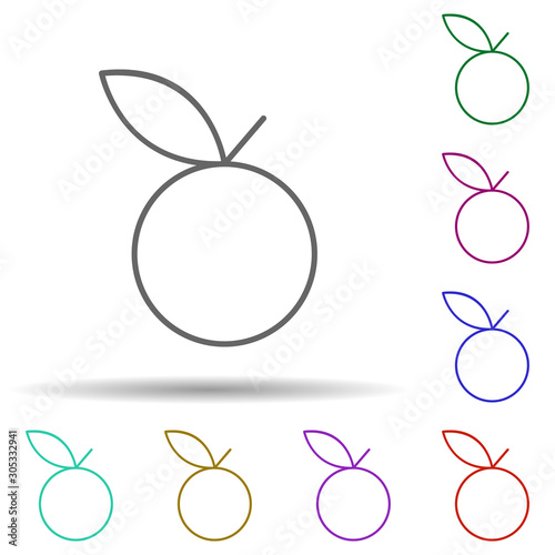 Apple with leaves multi color icon. Simple thin line, outline vector of web icons for ui and ux, website or mobile application
