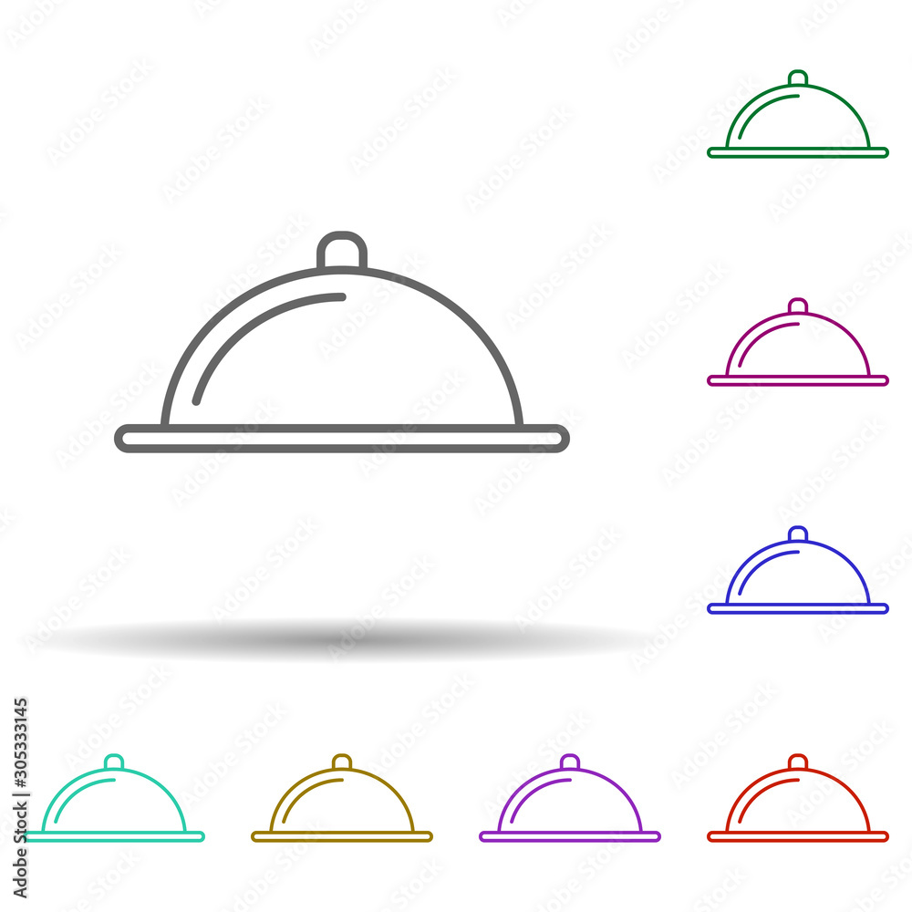 Restaurant tray multi color icon. Simple thin line, outline vector of web icons for ui and ux, website or mobile application