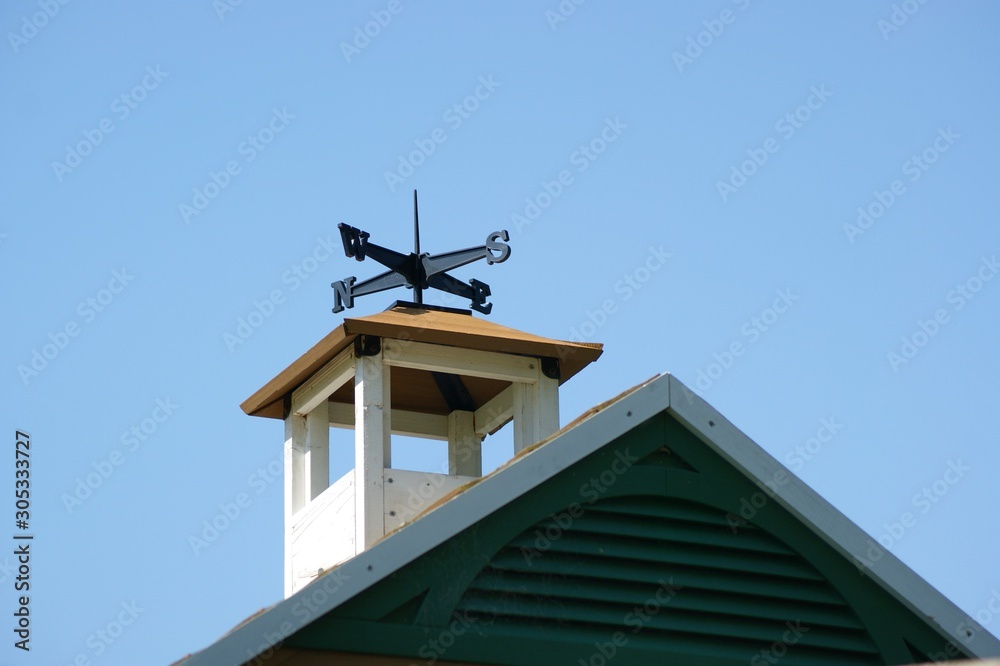Wind indicator anemometer planted on green roof top