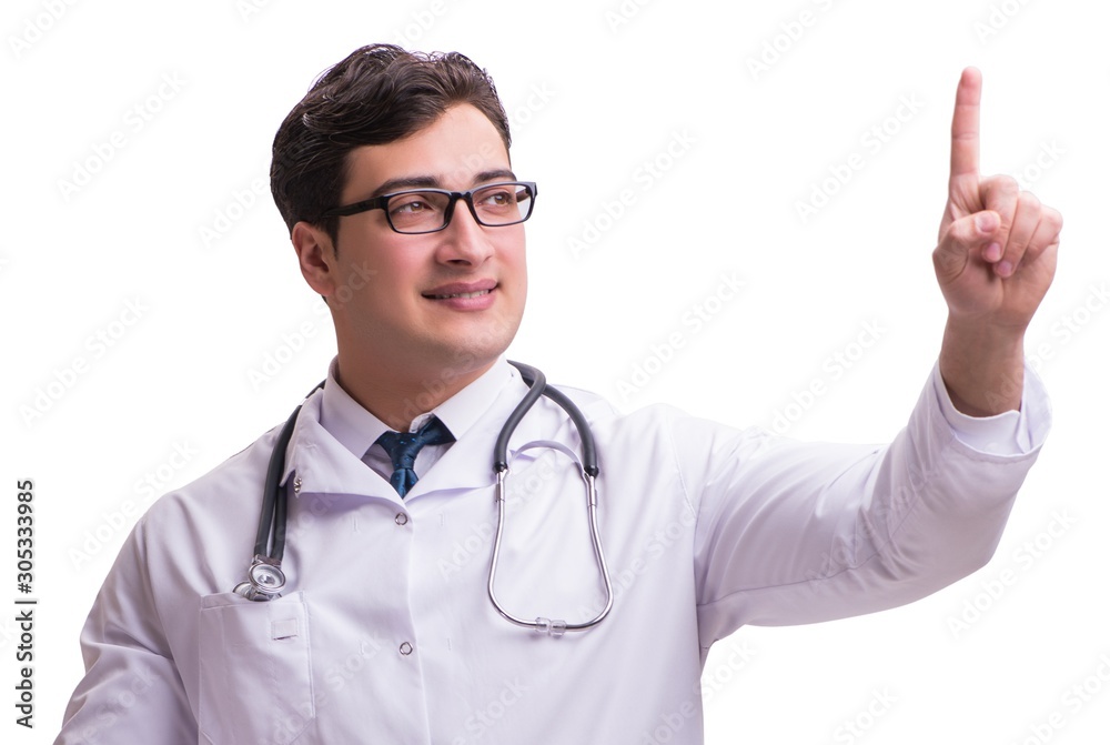 The young male doctor isolated on white background The young male doctor isolated on white background