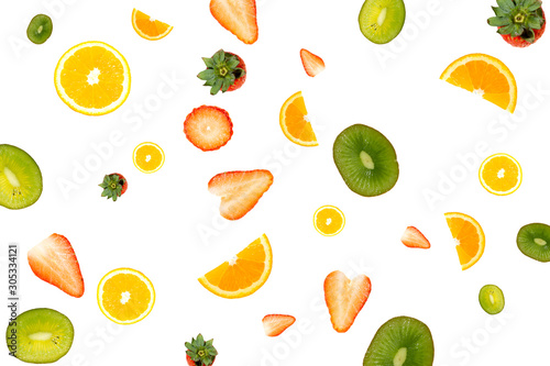 Fototapeta Naklejka Na Ścianę i Meble -  Fresh Fruit Pattern on white background
