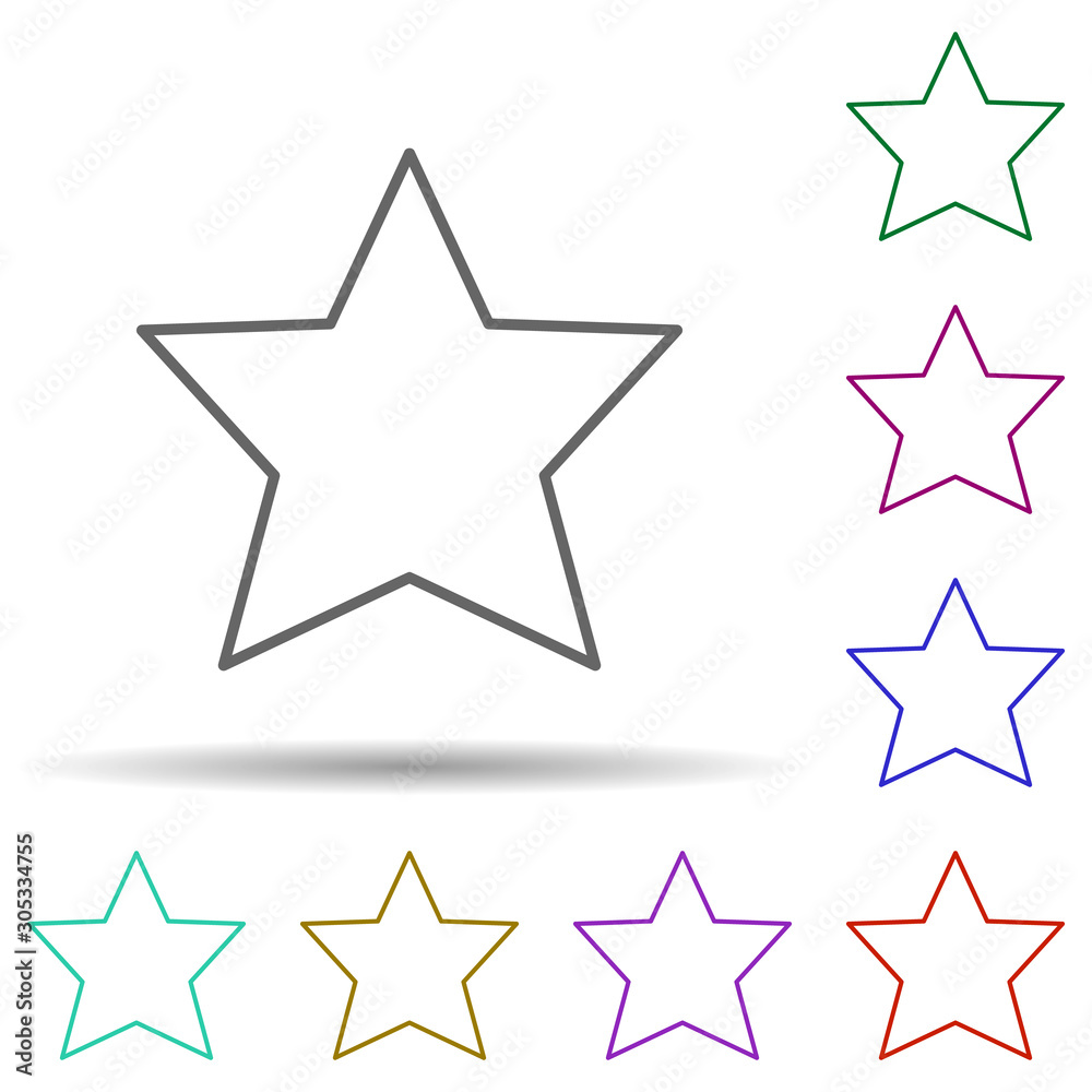 Five-pointed star multi color icon. Simple thin line, outline vector of geometric figures icons for ui and ux, website or mobile application Five-pointed star multi color icon. Simple thin line, outline vector of geometric figures icons for ui and ux, website or mobile application