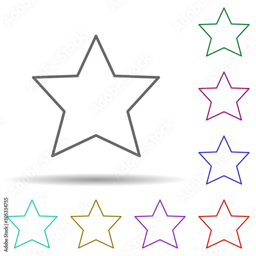 Five-pointed star multi color icon. Simple thin line  outline vector of geometric figures icons for ui and ux  website or mobile application