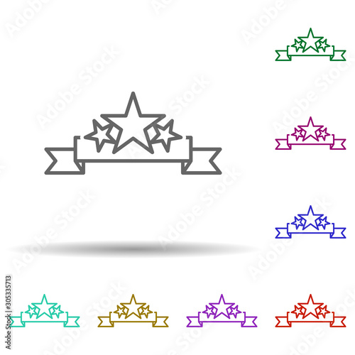 Stars on the tape multi color icon. Simple thin line, outline vector of stars icons for ui and ux, website or mobile application photo