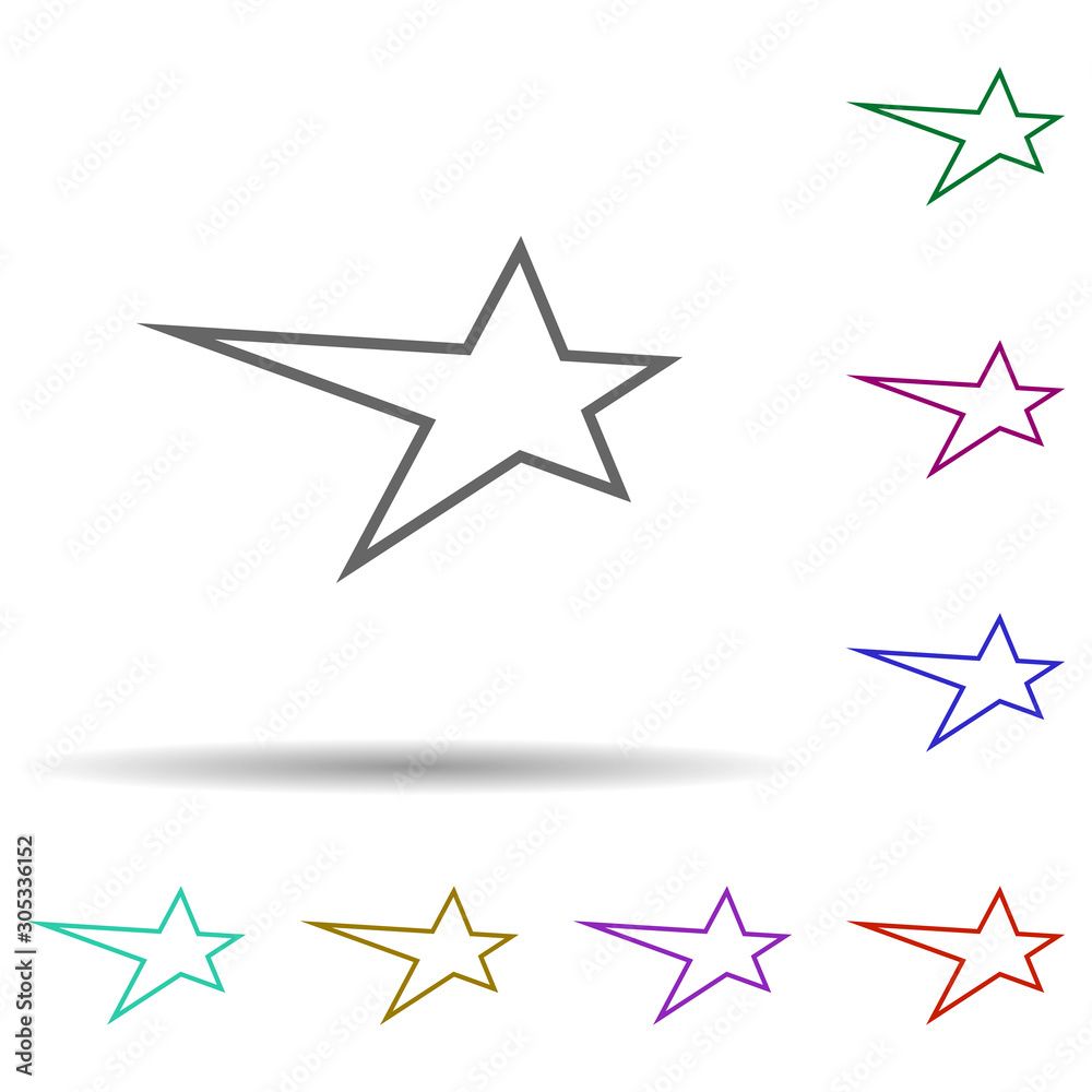 Flying star multi color icon. Simple thin line, outline vector of stars icons for ui and ux, website or mobile application Flying star multi color icon. Simple thin line, outline vector of stars icons for ui and ux, website or mobile application