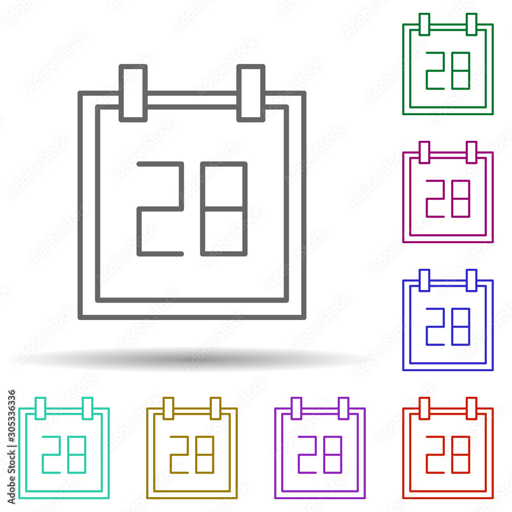 Date multi color icon. Simple thin line, outline vector of web icons for ui and ux, website or mobile application