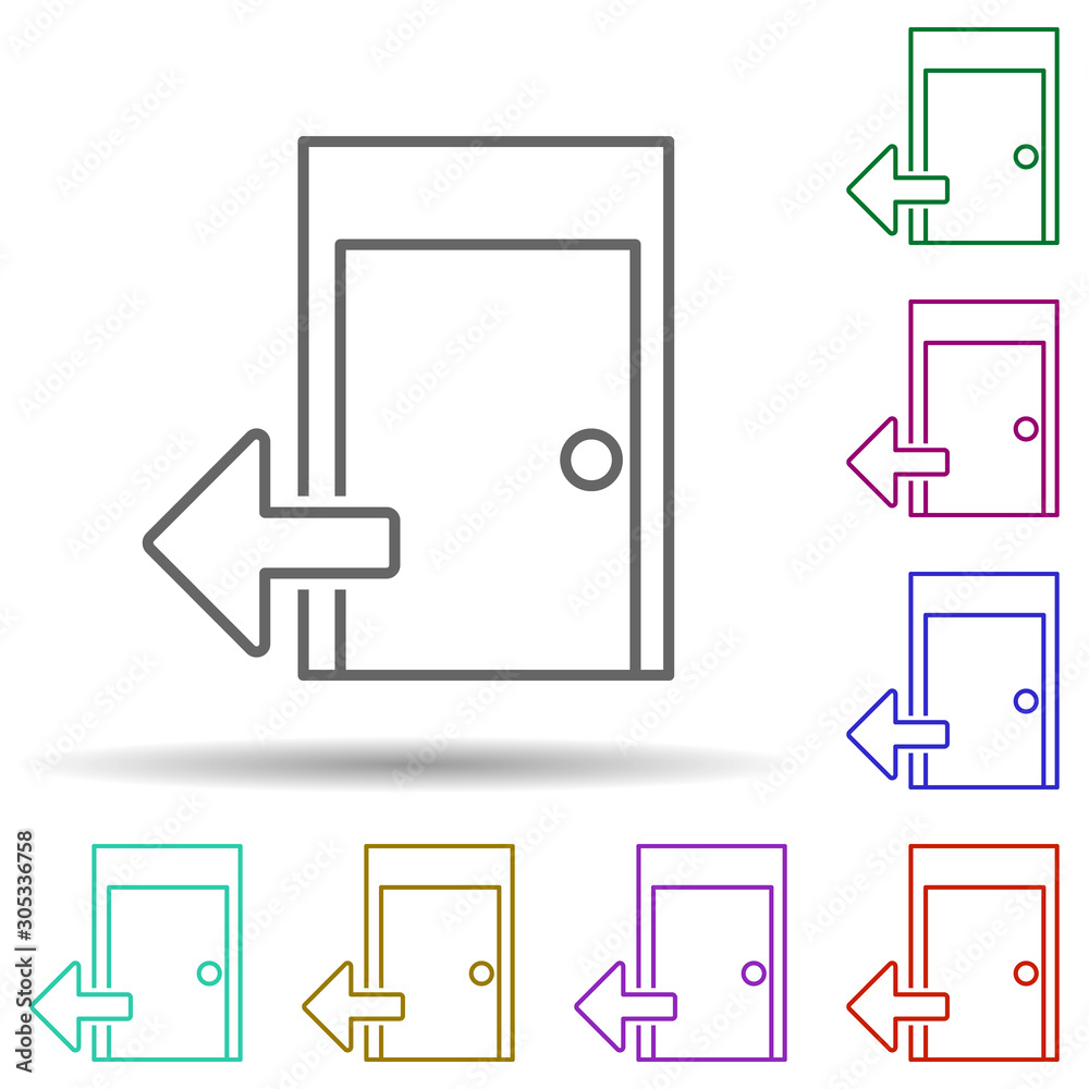 Sign out sign multi color icon. Simple thin line, outline vector of web icons for ui and ux, website or mobile application Sign out sign multi color icon. Simple thin line, outline vector of web icons for ui and ux, website or mobile application