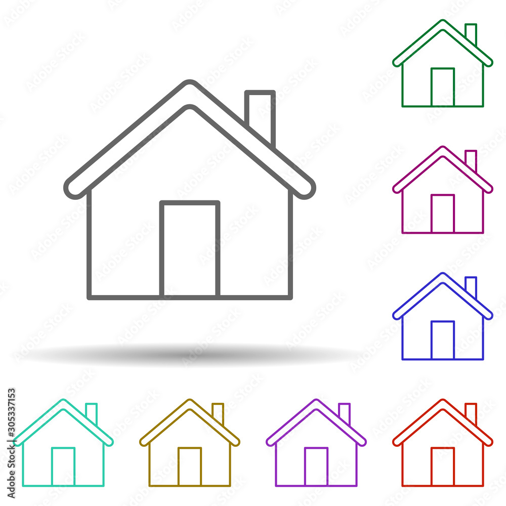 Home multi color icon. Simple thin line, outline vector of web icons for ui and ux, website or mobile application Home multi color icon. Simple thin line, outline vector of web icons for ui and ux, website or mobile application