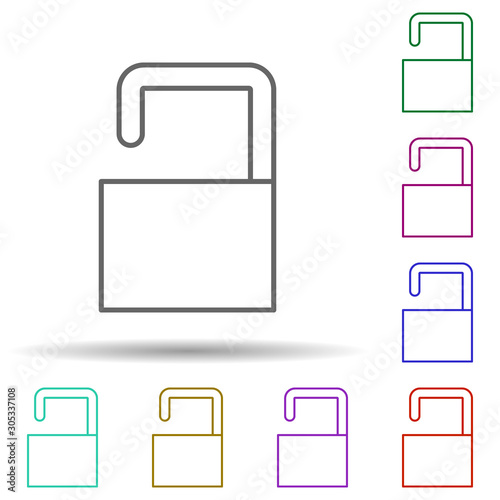 Open lock multi color icon. Simple thin line, outline vector of web icons for ui and ux, website or mobile application