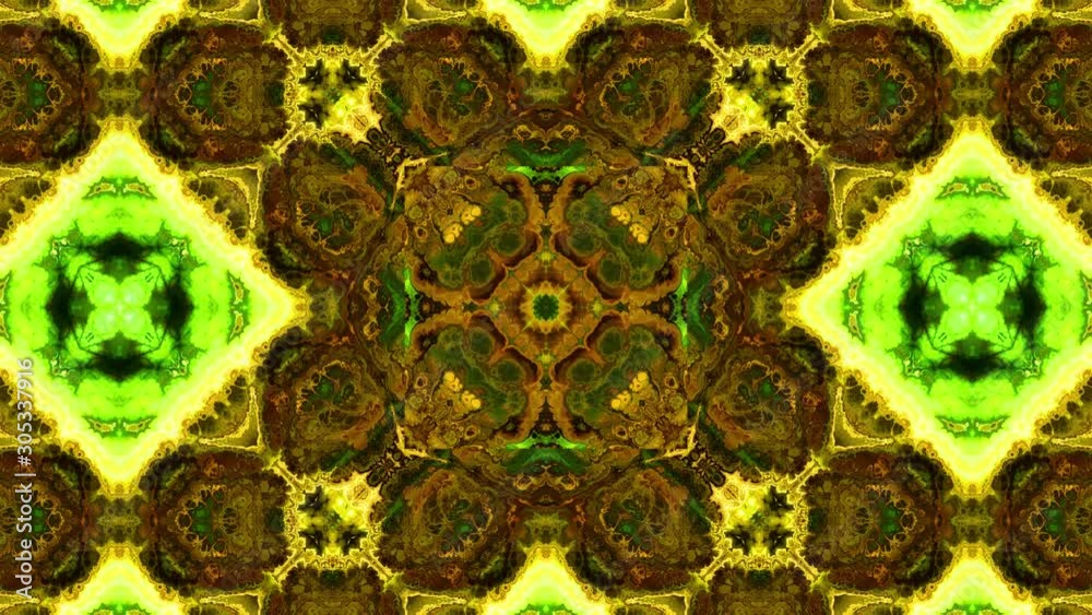 Colorful abstract fractal art kaleidoscope animation background.  Music festival/nightclub Vj stage visual. (4K UHD seamless looping, computer digitally generated animation.)