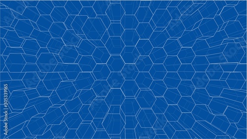 Abstract background of hexagons outline. Vector