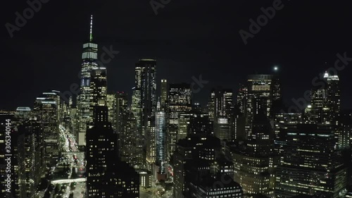 panoramic view from the drone of night buildings