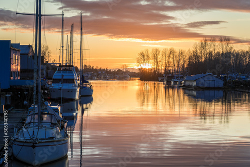 Ladner Harbour at Fall Sunset photo