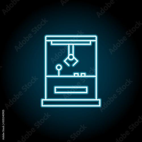 Claw machine blue neon icon. Simple thin line, outline vector of amusement icons for ui and ux, website or mobile application