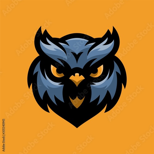 owl mascot head logo badges