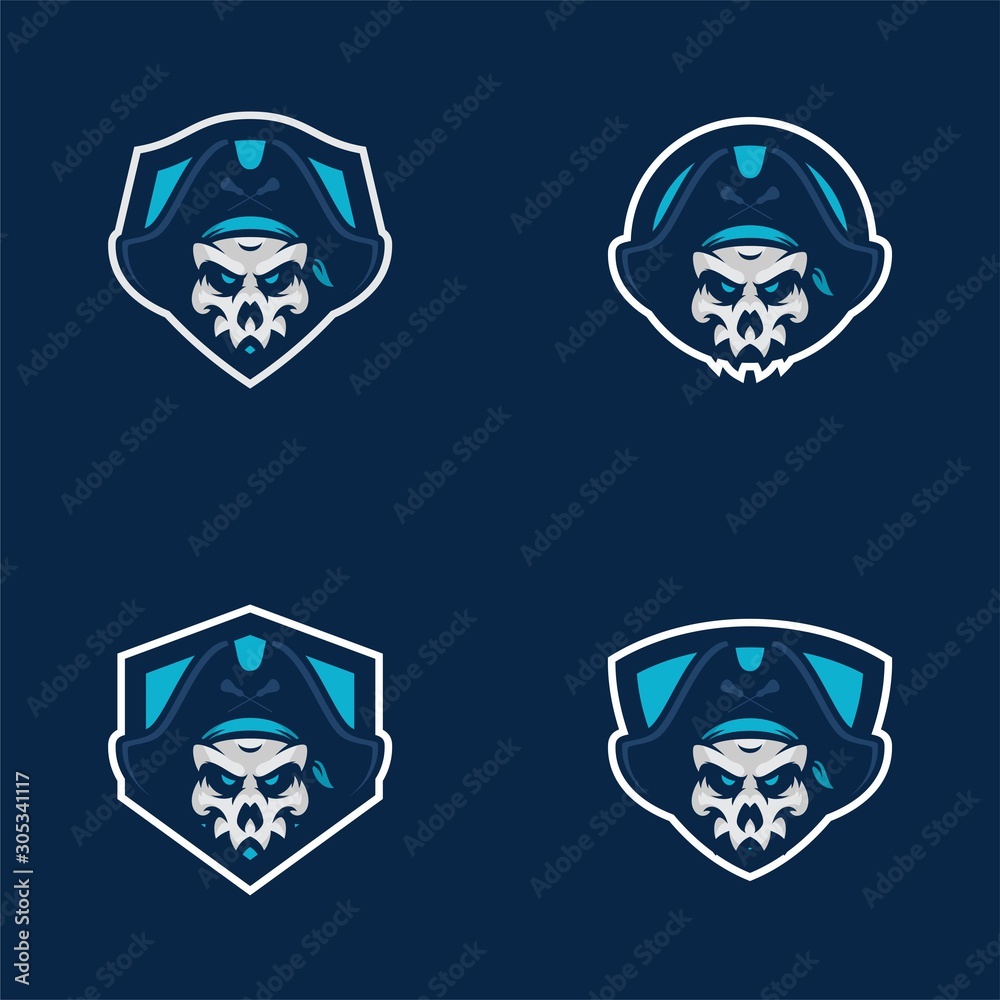 skull pirates mascot head logo badges