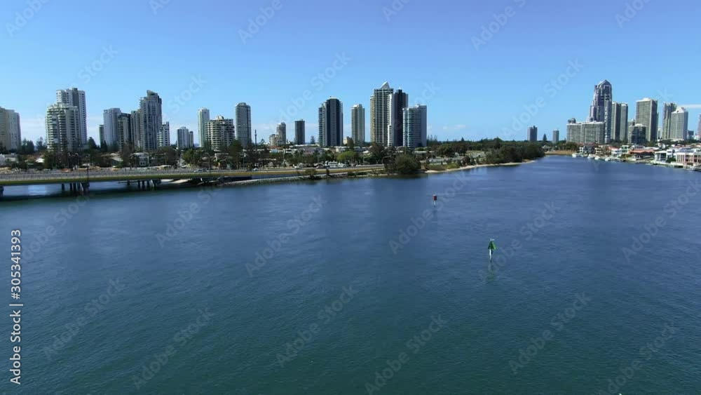 Stunning Surfers Paradise from the air, Descending shot ending with tree and foreshore. Stunning Surfers Paradise from the air, Descending shot ending with tree and foreshore.