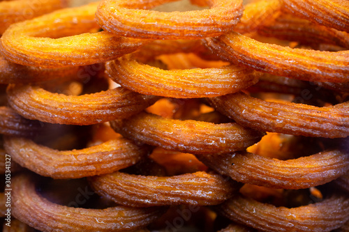 Turkish traditional Street Dessert Halka Tatlisi Halka Tatli.  Turkish traditional ring dessert photo