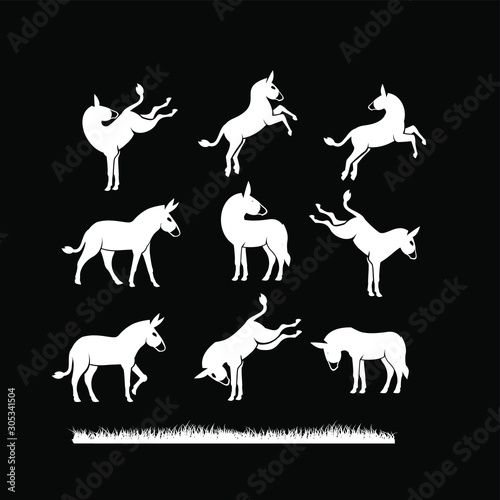 donkey set logo icon design vector illustration template