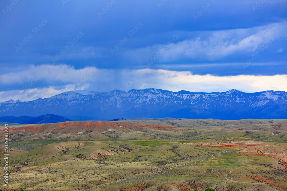 Wyoming's open terrain with rain