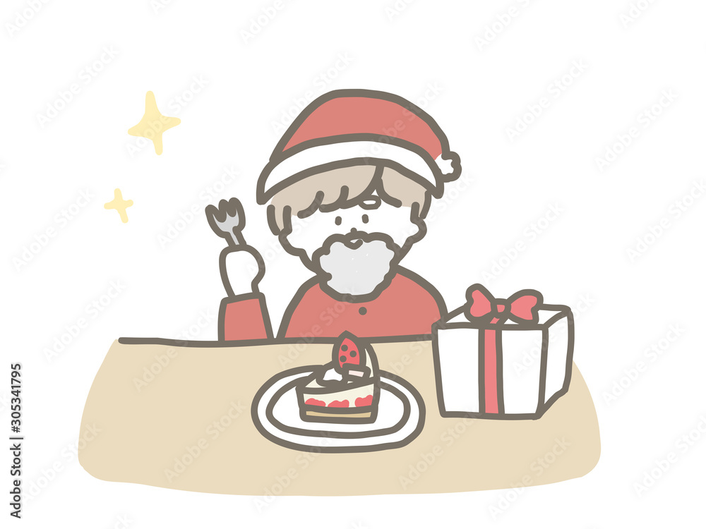 一人でクリスマスケーキを食べるサンタのおにいさん 一人でクリスマスケーキを食べるサンタのおにいさん