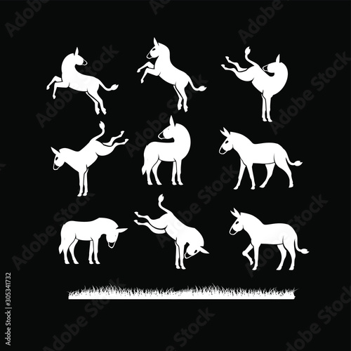 donkey set logo icon design vector illustration template