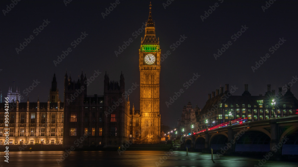Fototapeta premium Big Ben, Westminster Bridge at Night