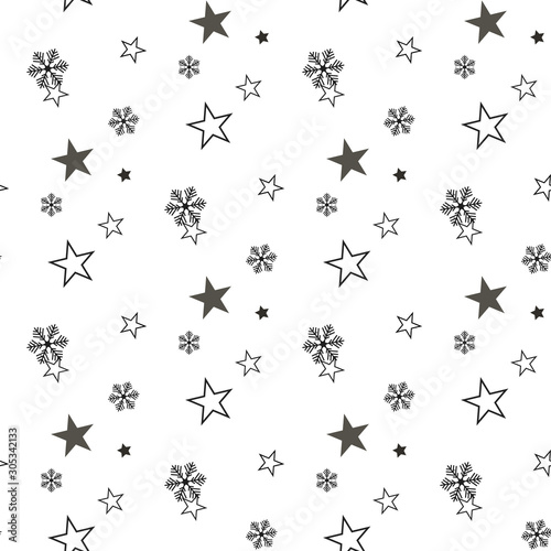 star seamless with snowflakes background for winter and christmas theme