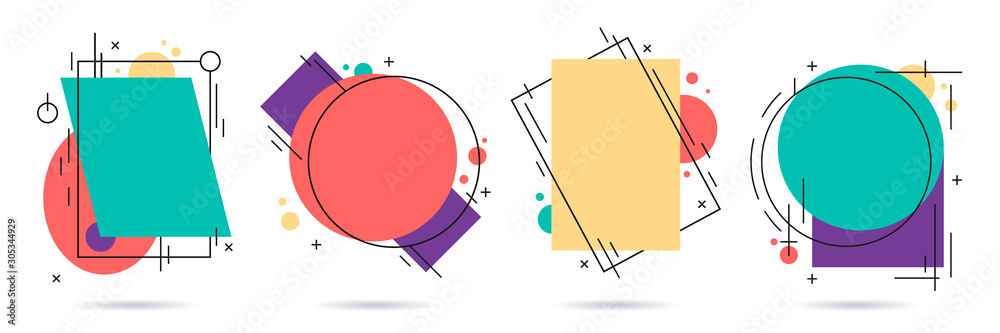 Abstract design shape frame. Graphic layout frame, motion elements and modern shaped borders vector illustration set