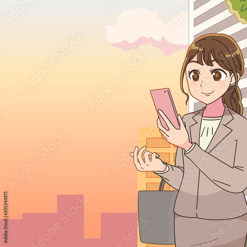 退勤 定時退社 外 ビル イラスト