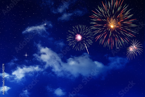 colorful fireworks on beautiful sky