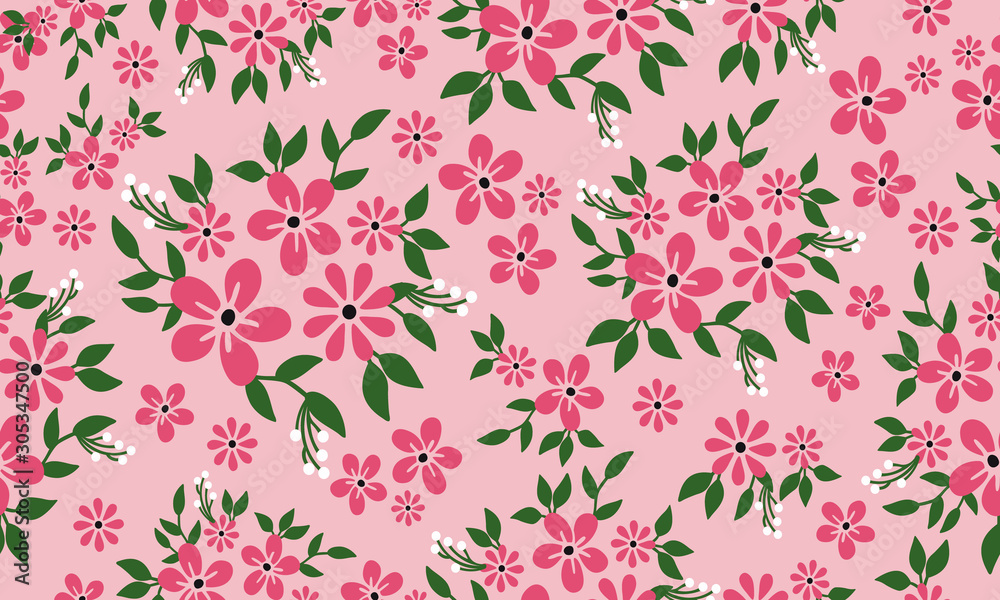 Artwork of pink flower, wallpaper of floral pattern background.