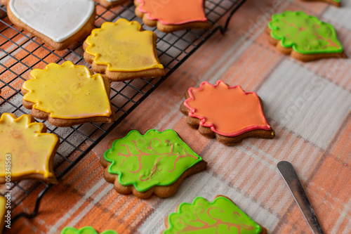 cookies preparation with royal frosting