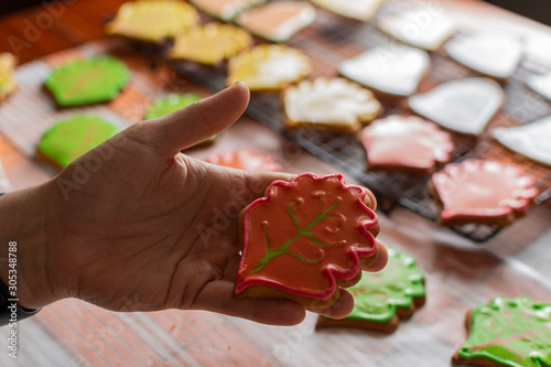 cookies preparation with royal frosting