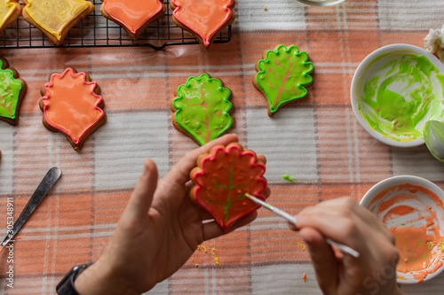 cookies preparation with royal frosting