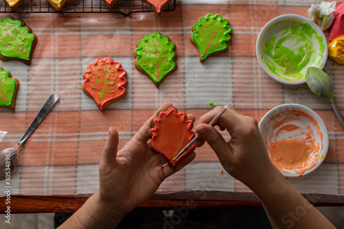 cookies preparation with royal frosting