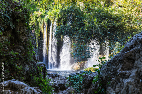 The upper Duden Waterfalls  a collection of small falls in a quiet municipal park in Antalya  Turkey. 