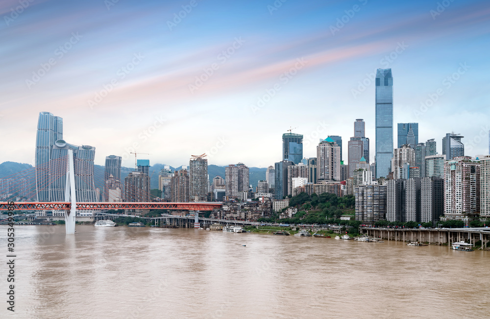 Naklejka premium Pejzaż miejski Chongqing i drapacze chmur