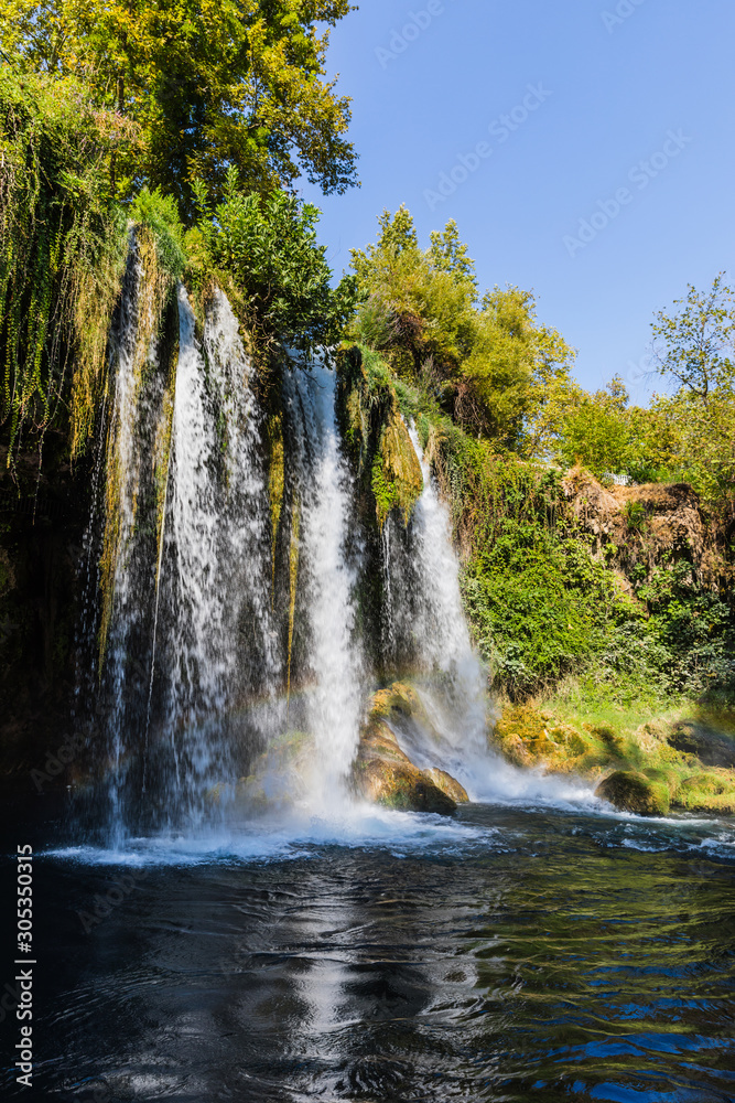 Ταπετσαρία The upper Duden Waterfalls, a collection of small falls in a quiet municipal park in Antalya, Turkey