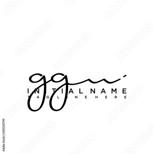Initial letter GG Signature handwriting Logo Vector
