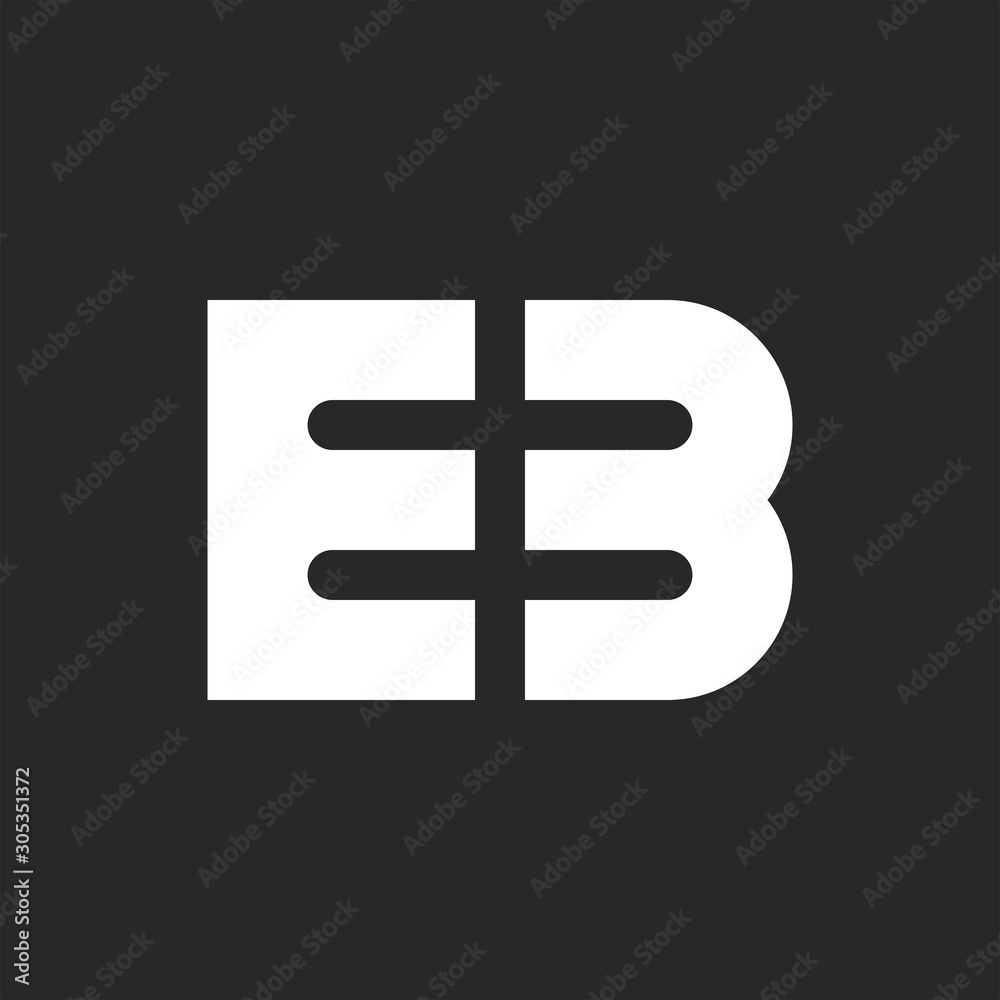 Logo EB initials modern monogram stylish bold font, linked two white letters E and B on the black for tech business or wedding card emblem Logo EB initials modern monogram stylish bold font, linked two white letters E and B on the black for tech business or wedding card emblem