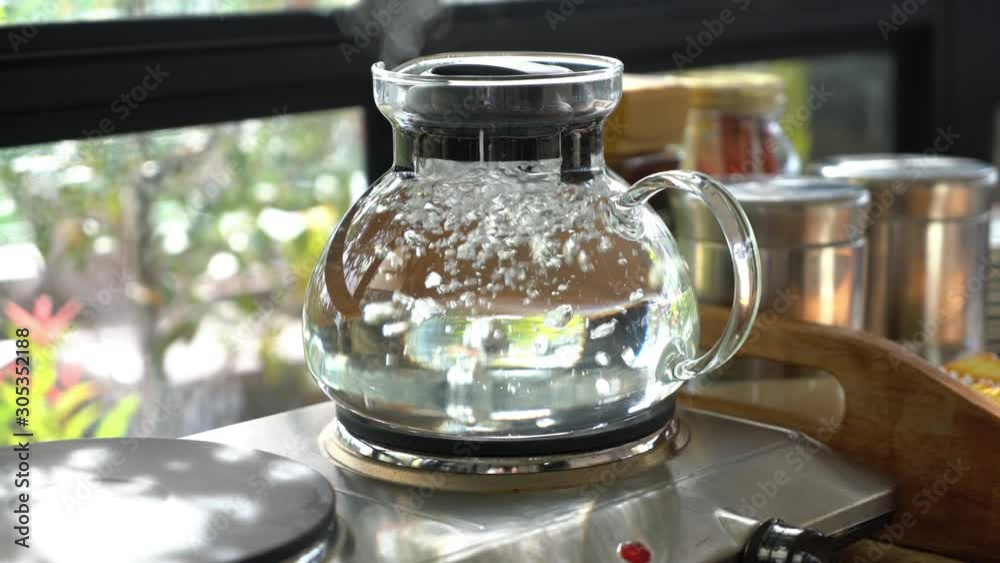 water pot boiling for making coffee or tea water pot boiling for making coffee or tea
