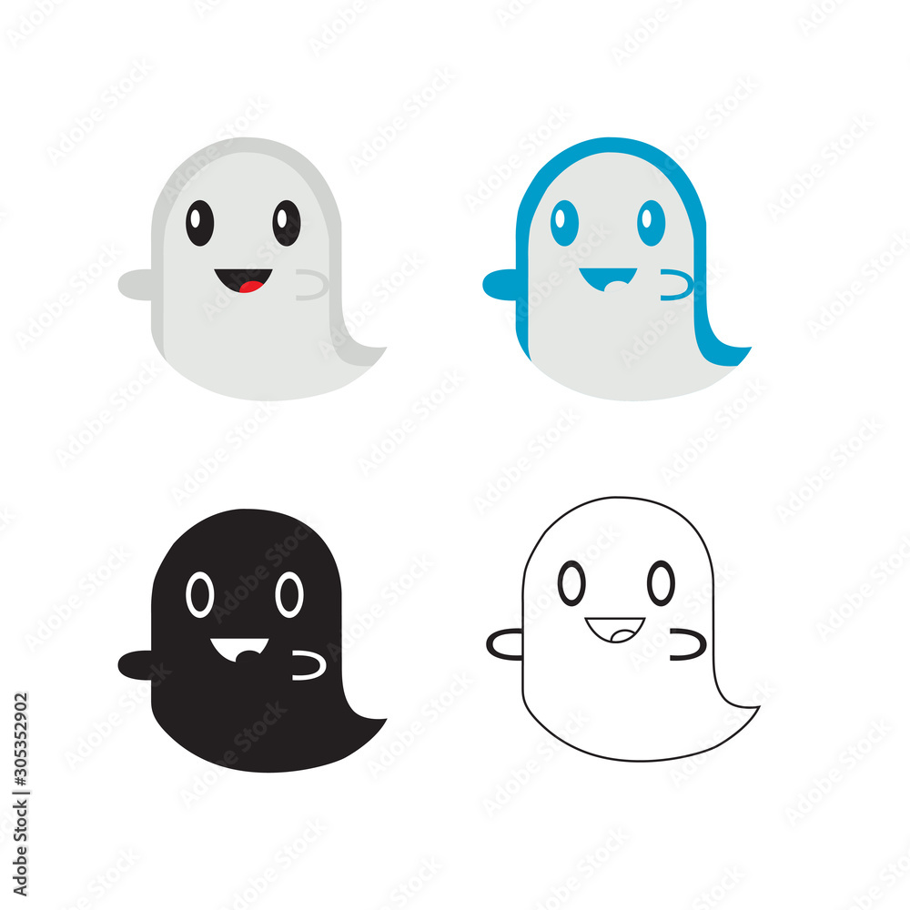 A set of emoticons ghosts. smile cartoon and cute. stickers. Vector. icon set, funny. ghost for halloween celebration A set of emoticons ghosts. smile cartoon and cute. stickers. Vector. icon set, funny. ghost for halloween celebration