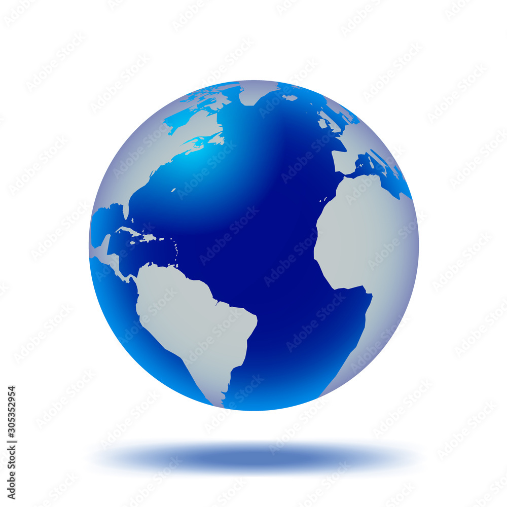 高精細　地球のイラストレーション　立体　球体　資料　地図データ　社会　国