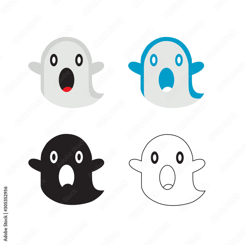 A set of emoticons ghosts. surprised cartoon and cute. stickers. Vector. icon set, funny. ghost for halloween celebration A set of emoticons ghosts. surprised cartoon and cute. stickers. Vector. icon set, funny. ghost for halloween celebration