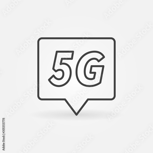 5G technology location mark concept outline vector icon or symbol